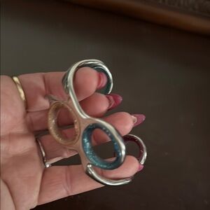 Hairstylist Silver and Multicolor Metal bracelet  hand made stainless steel